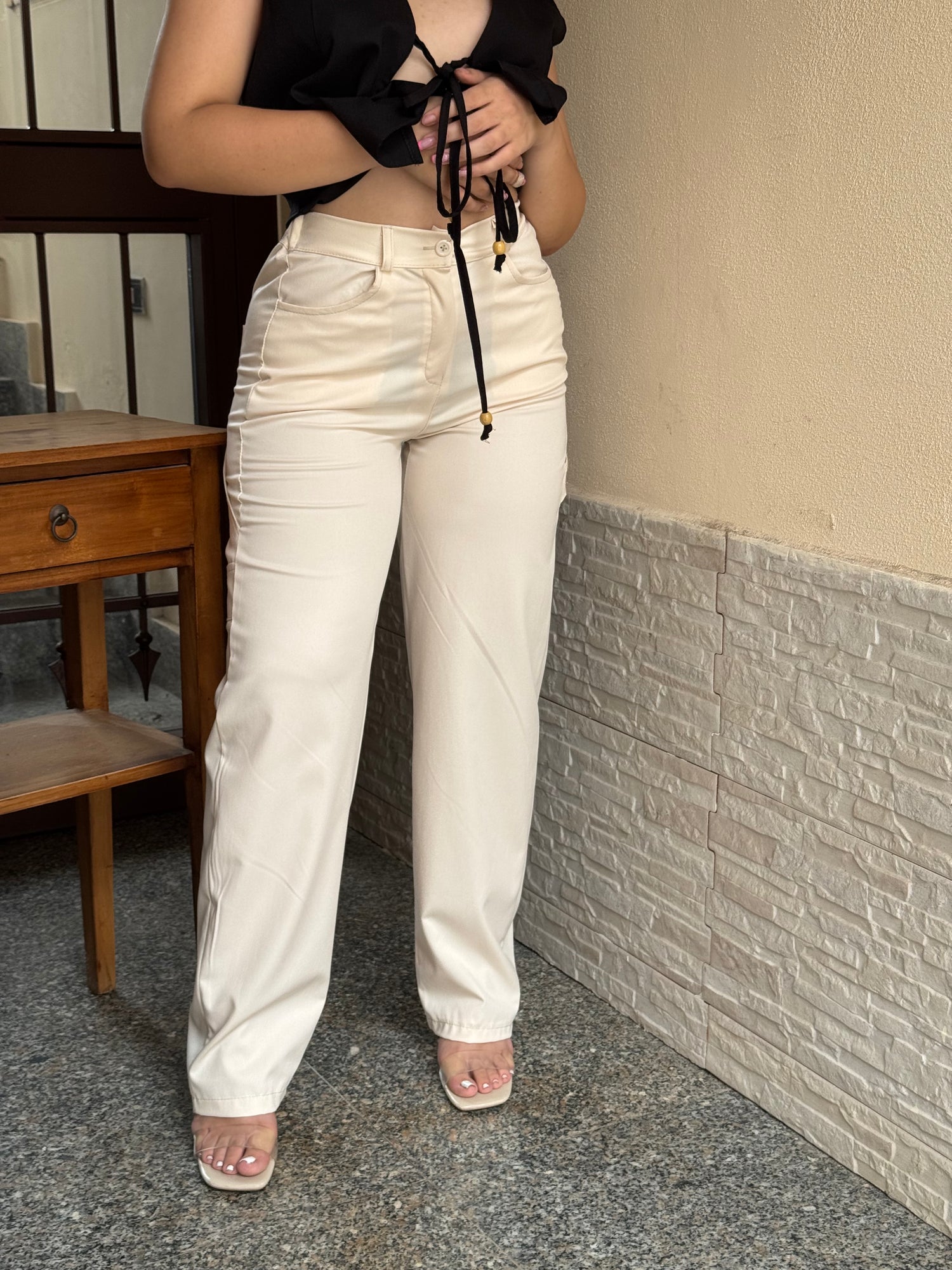 Pantalone cargo beige