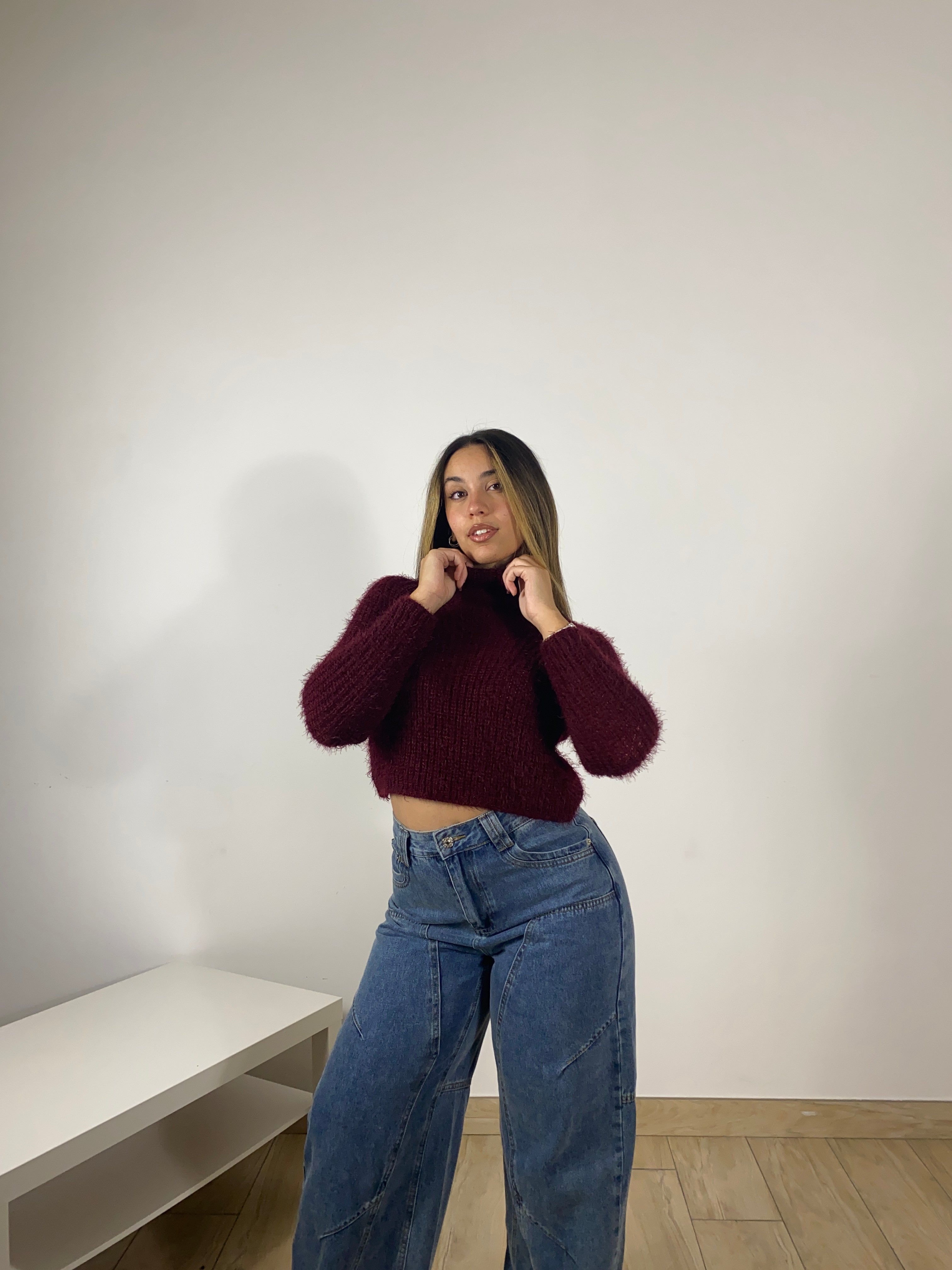 Maglioncino Peluche Bordeaux