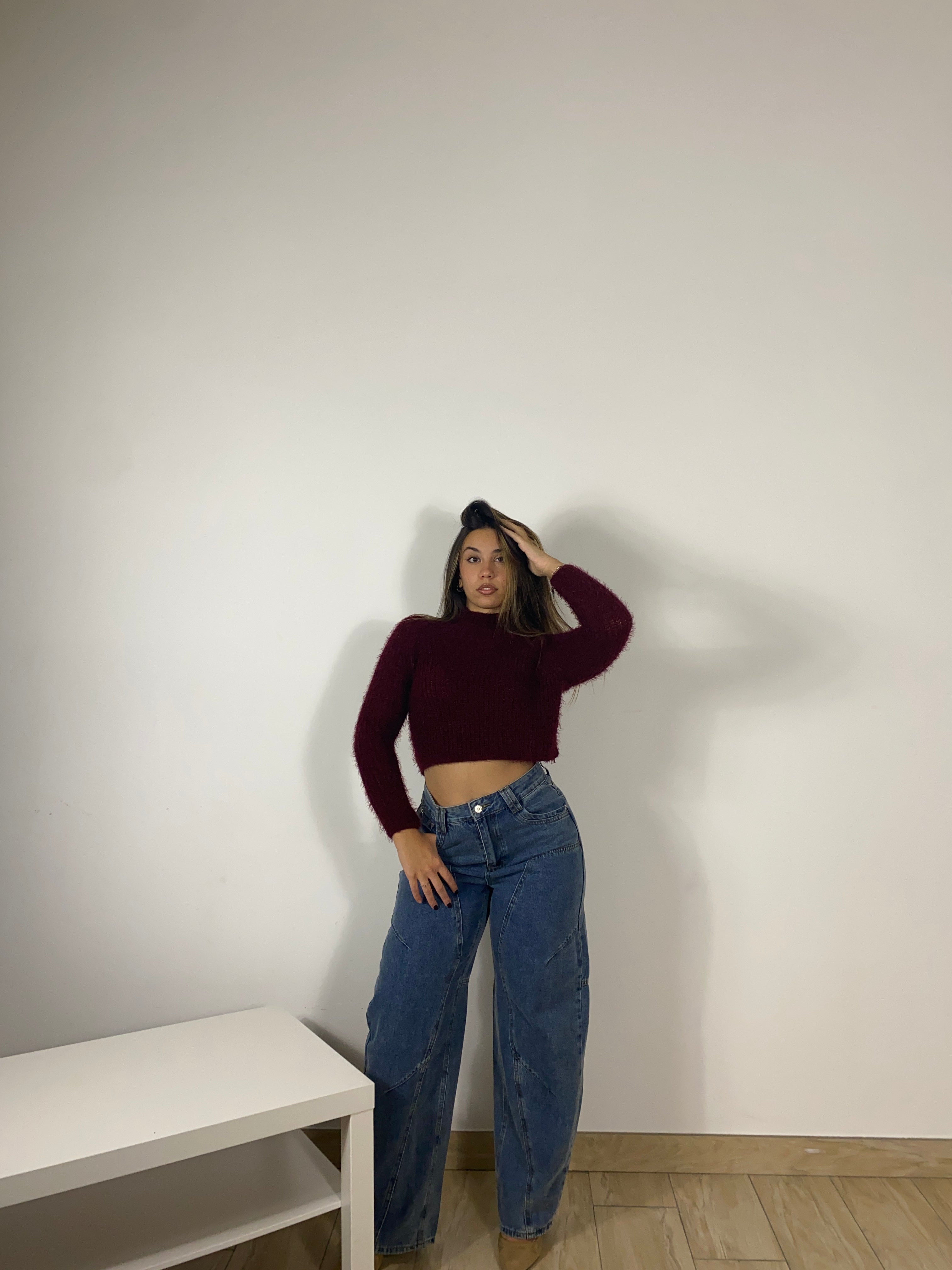 Maglioncino Peluche Bordeaux