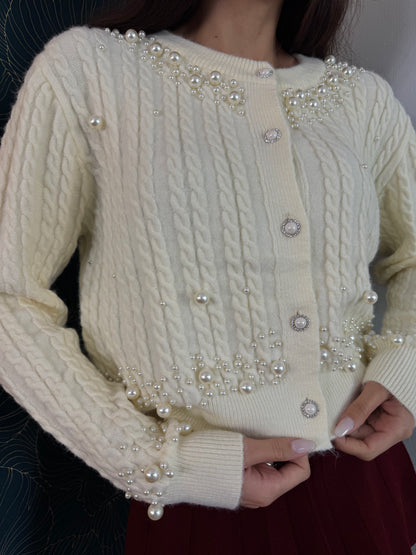 Cardigan pearl panna