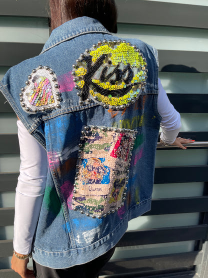 Gilet denim graffiti