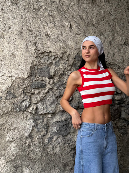 Top righe bianco rosse