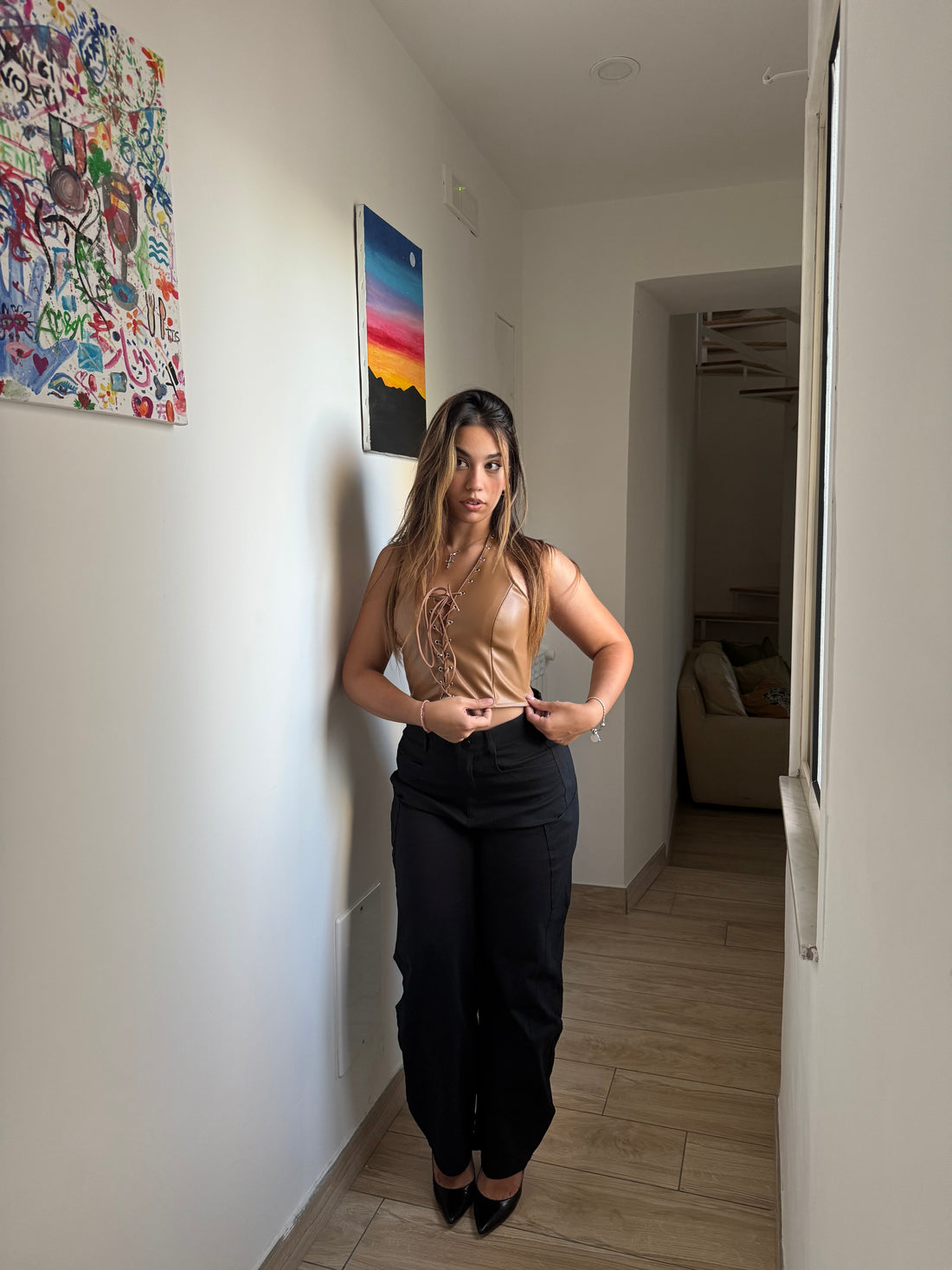 Top Ecopelle Marroncino