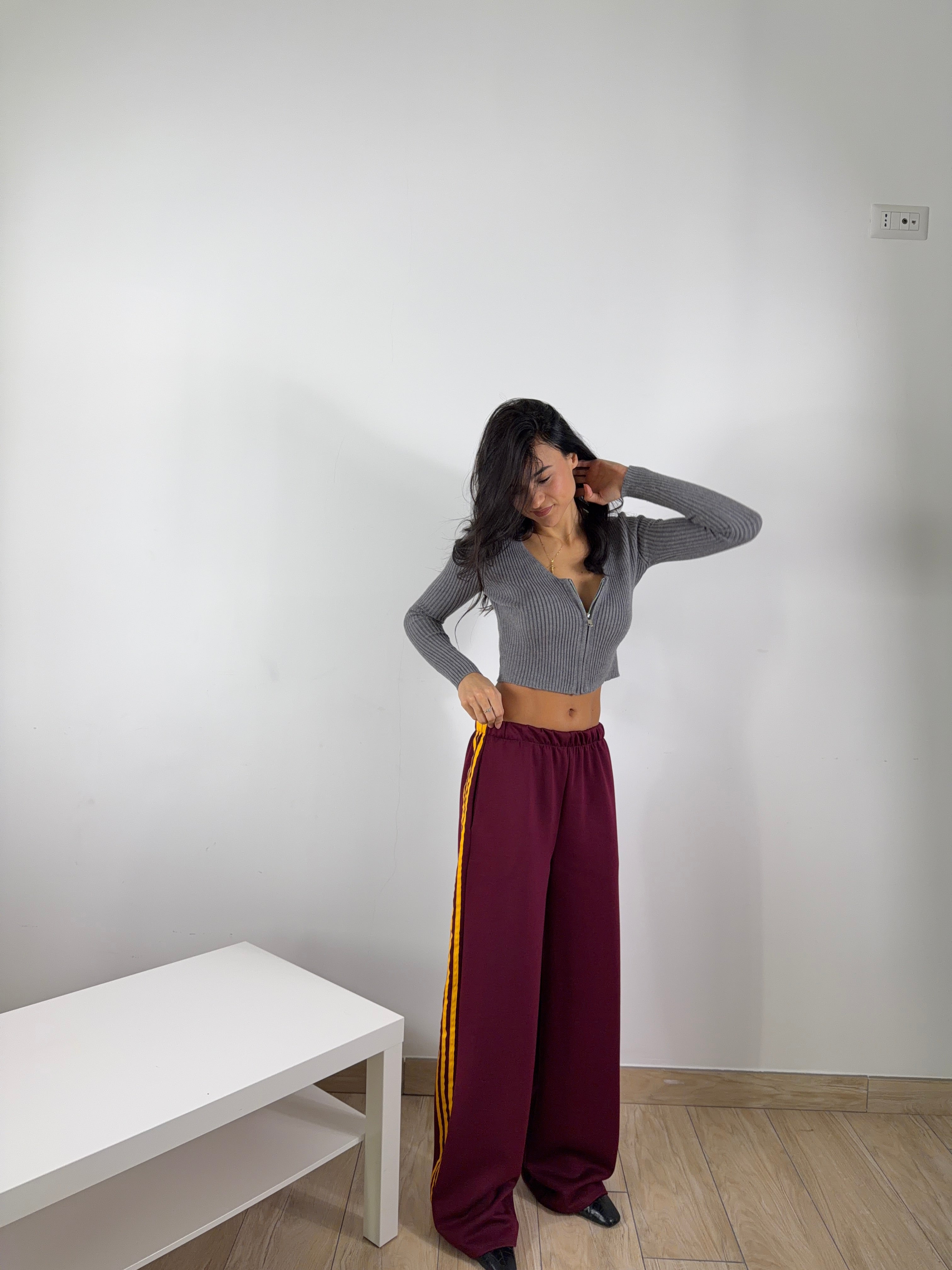 Cardigan Crop Zip Grigio