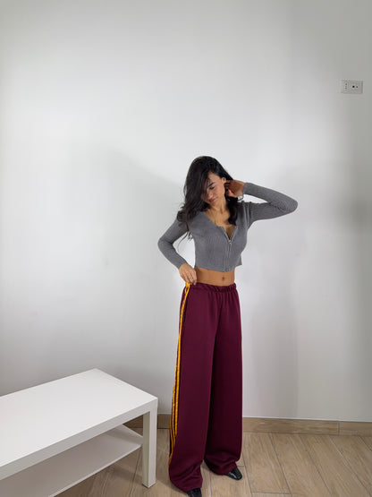 Cardigan Crop Zip Grigio