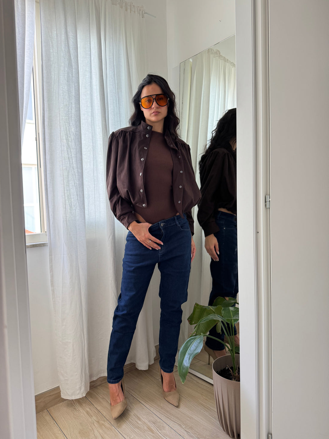Jeans a sigaretta scuro