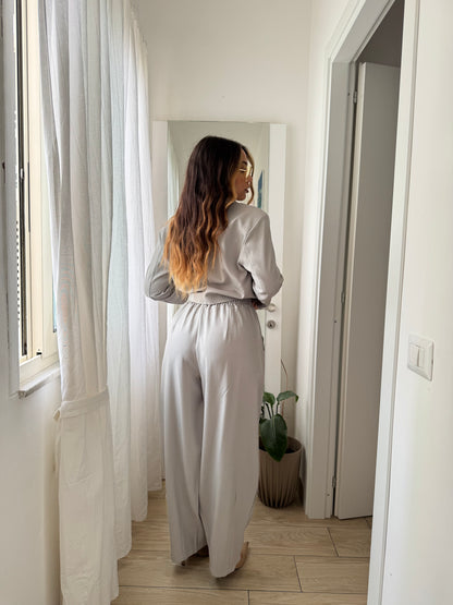 Tailleur cropped grigio ghiaccio