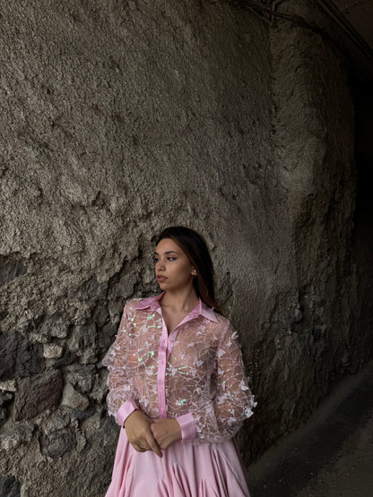Camicia butterfly rosa