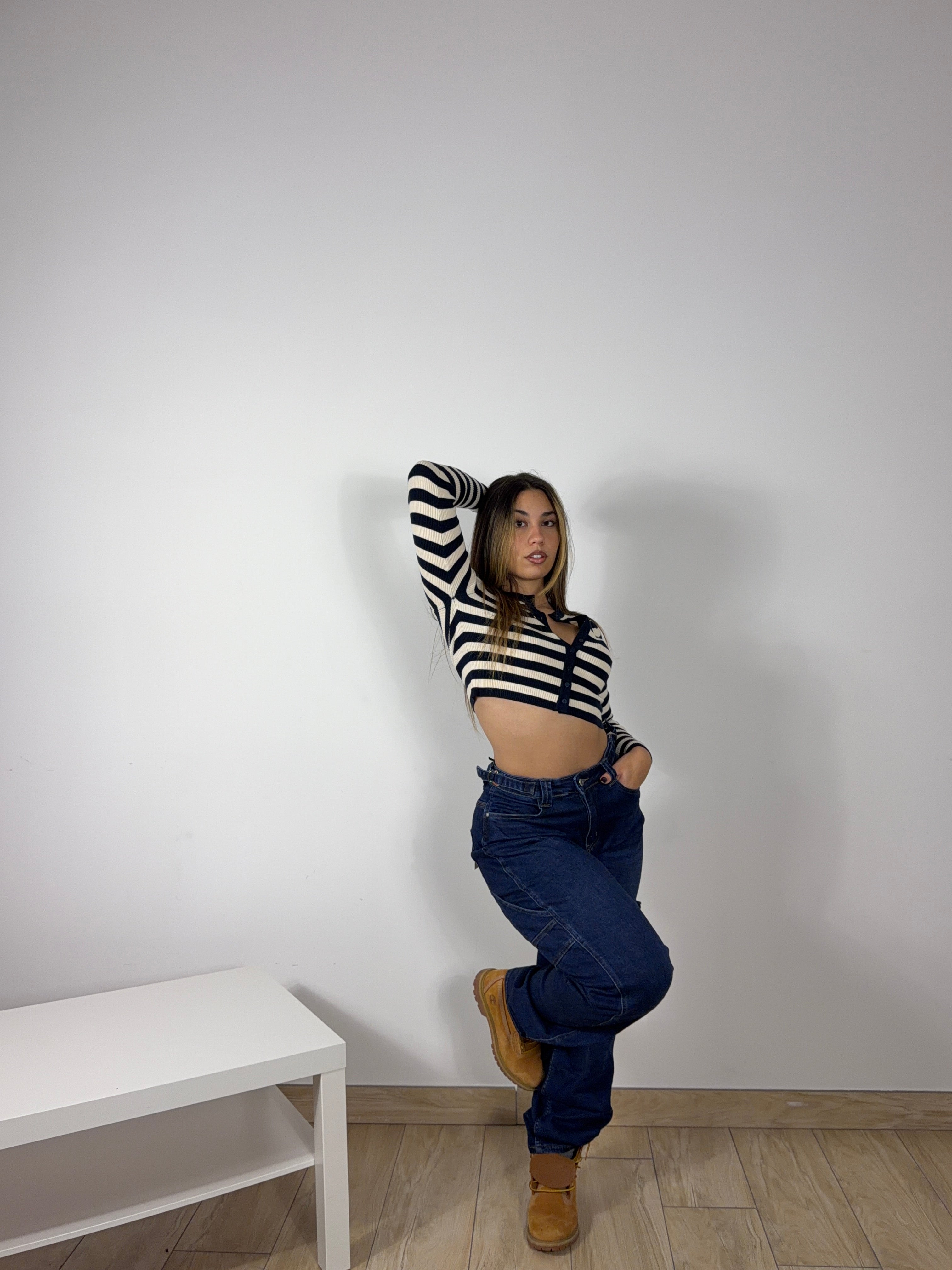 Cardigan Maglioncino crop B&amp;W