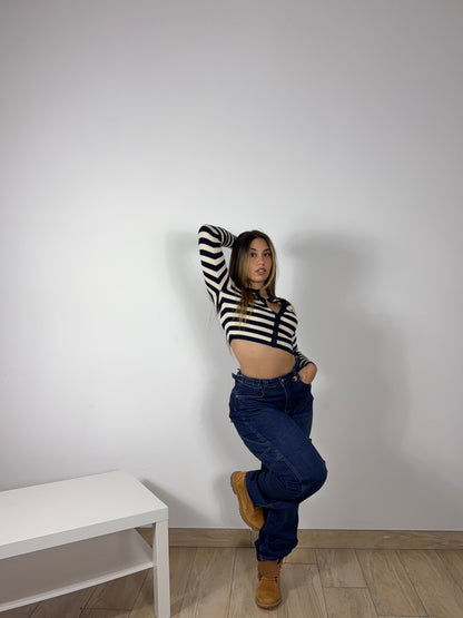 Cardigan Maglioncino crop B&amp;W