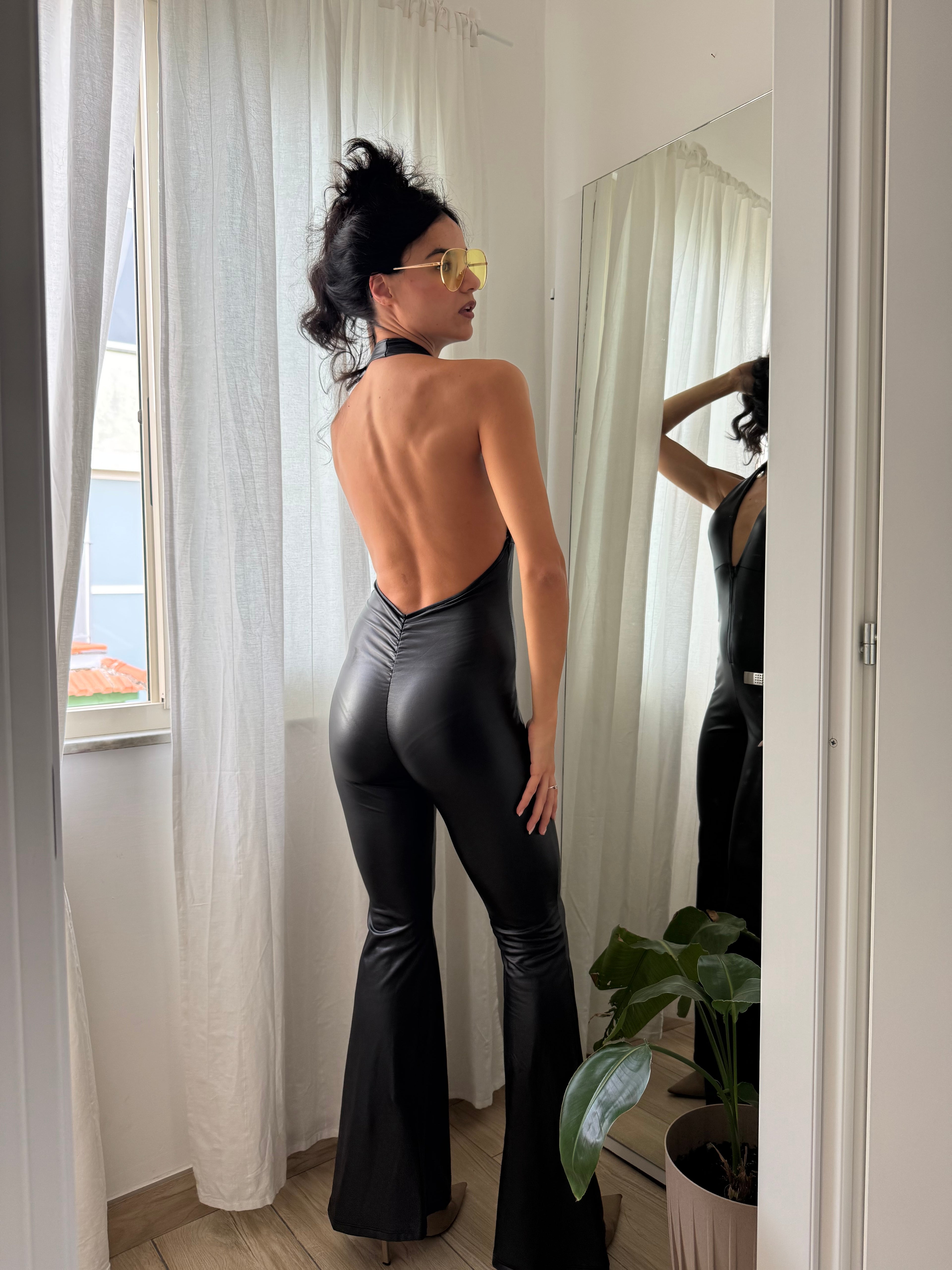 Tuta ecopelle nera