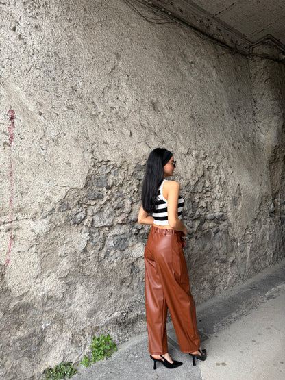 Pantalone balloon ecopelle