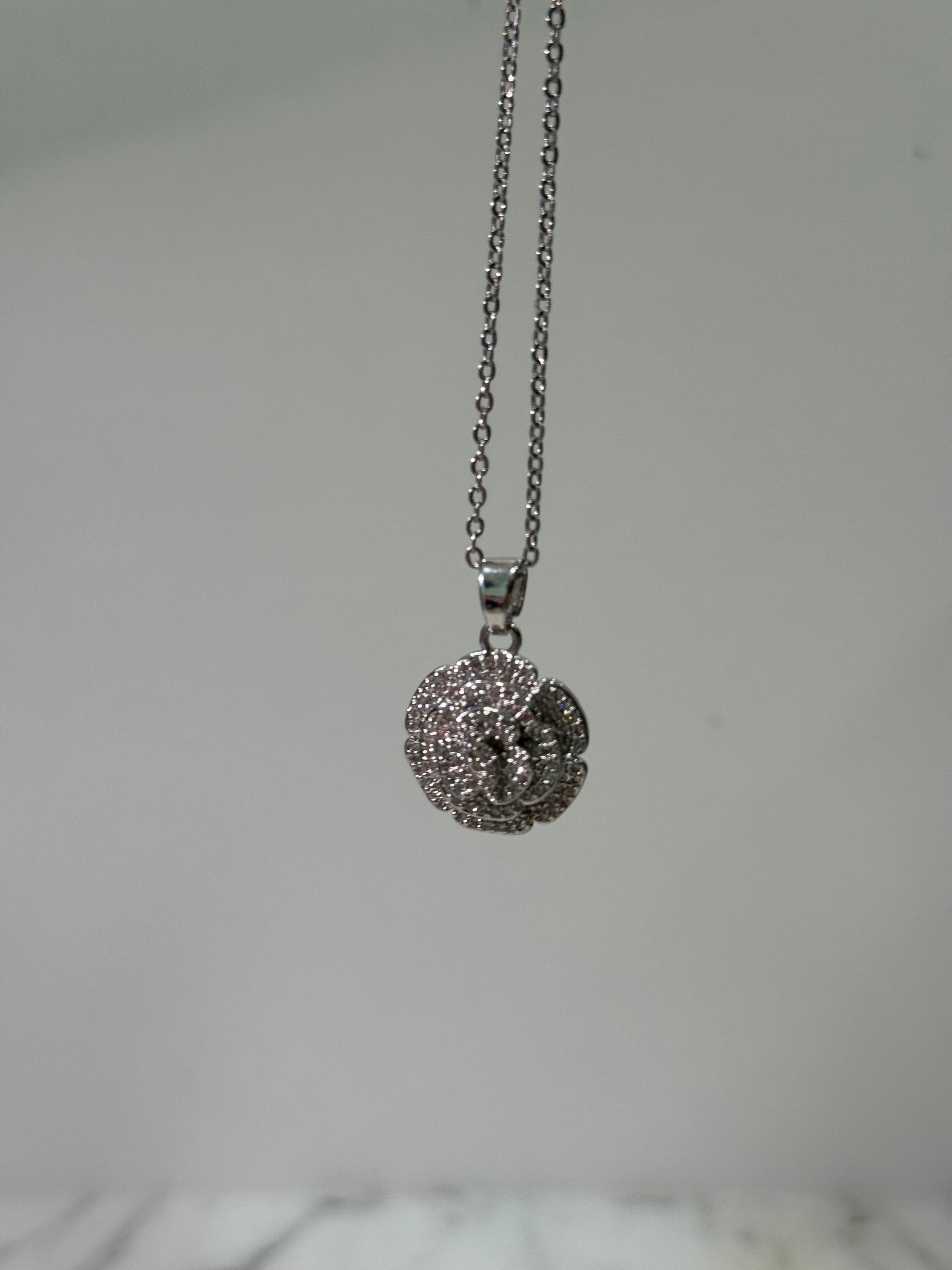 Collana rosa argento