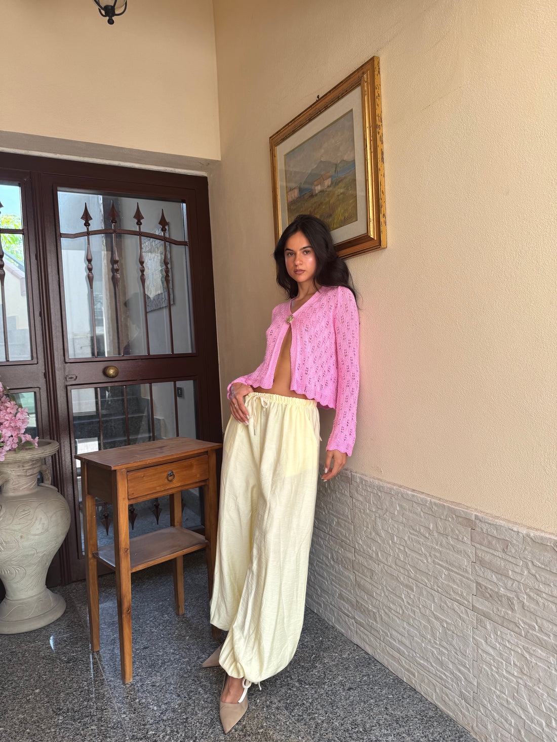 Maglia filo rosa