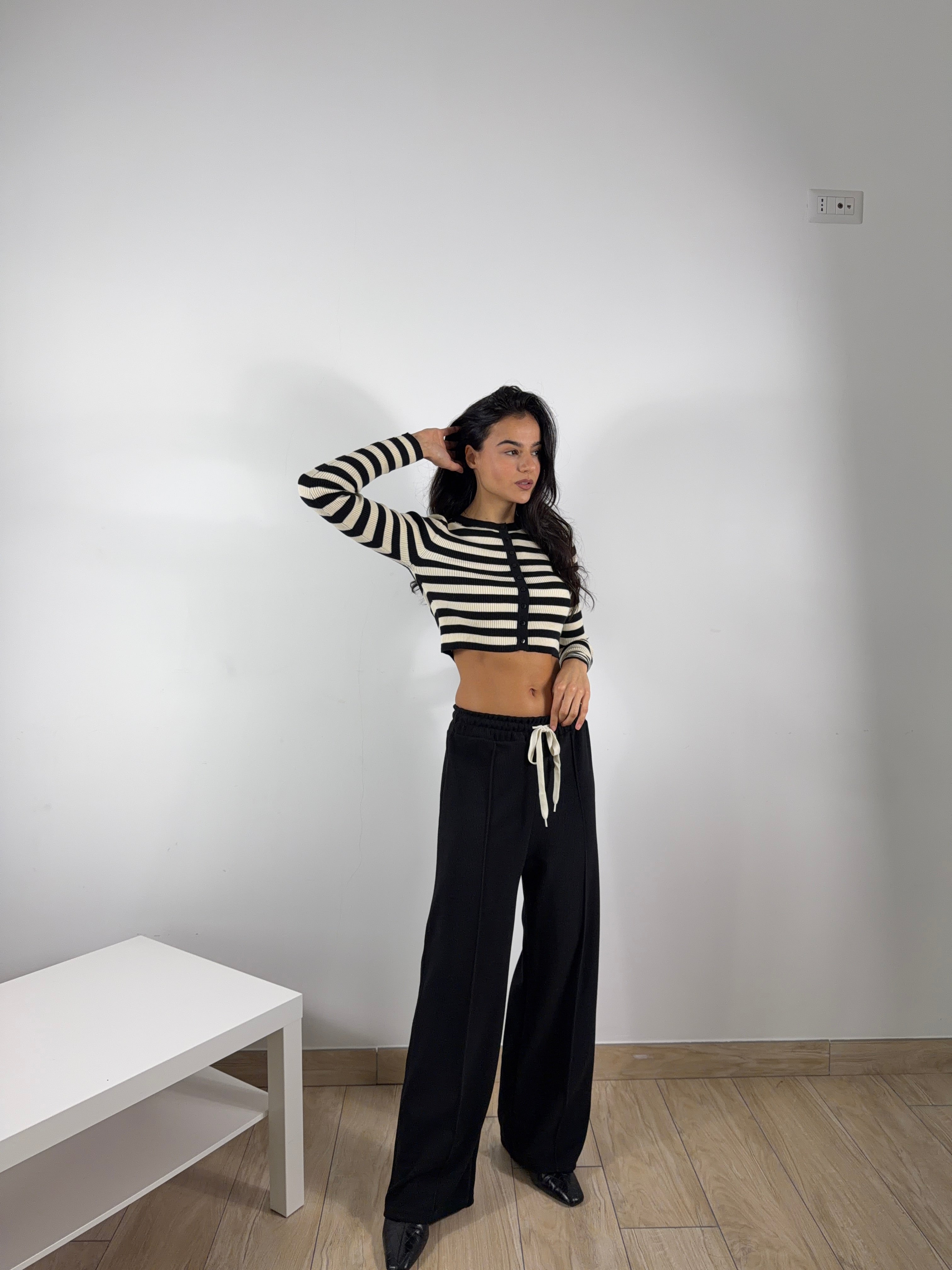 Cardigan Maglioncino Crop B&amp;W