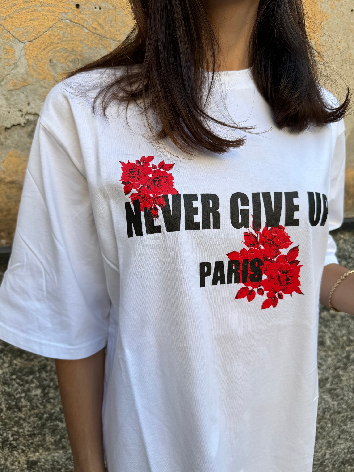 T-shirt oversize roses bianca