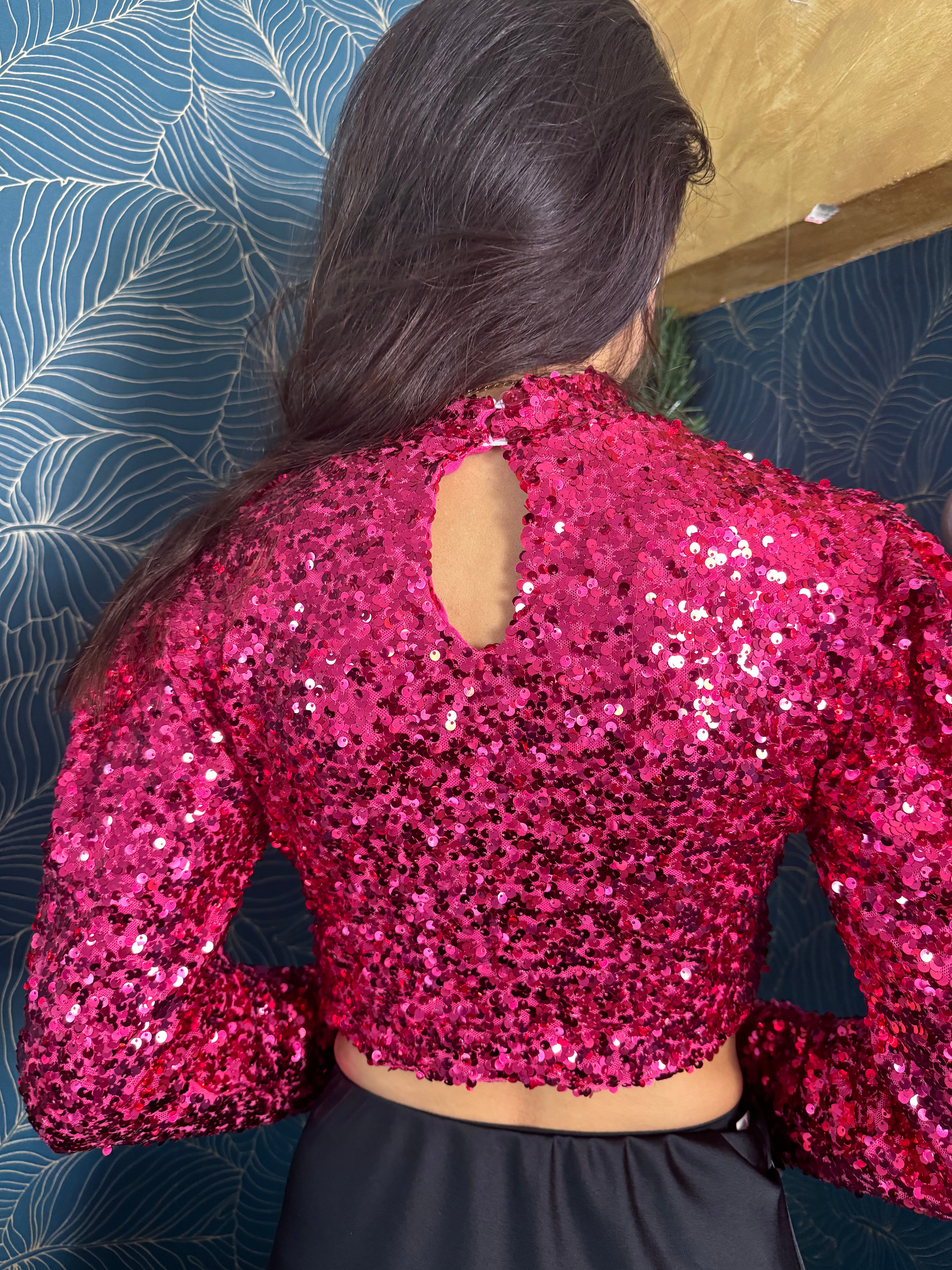 Top paillettes fucsia