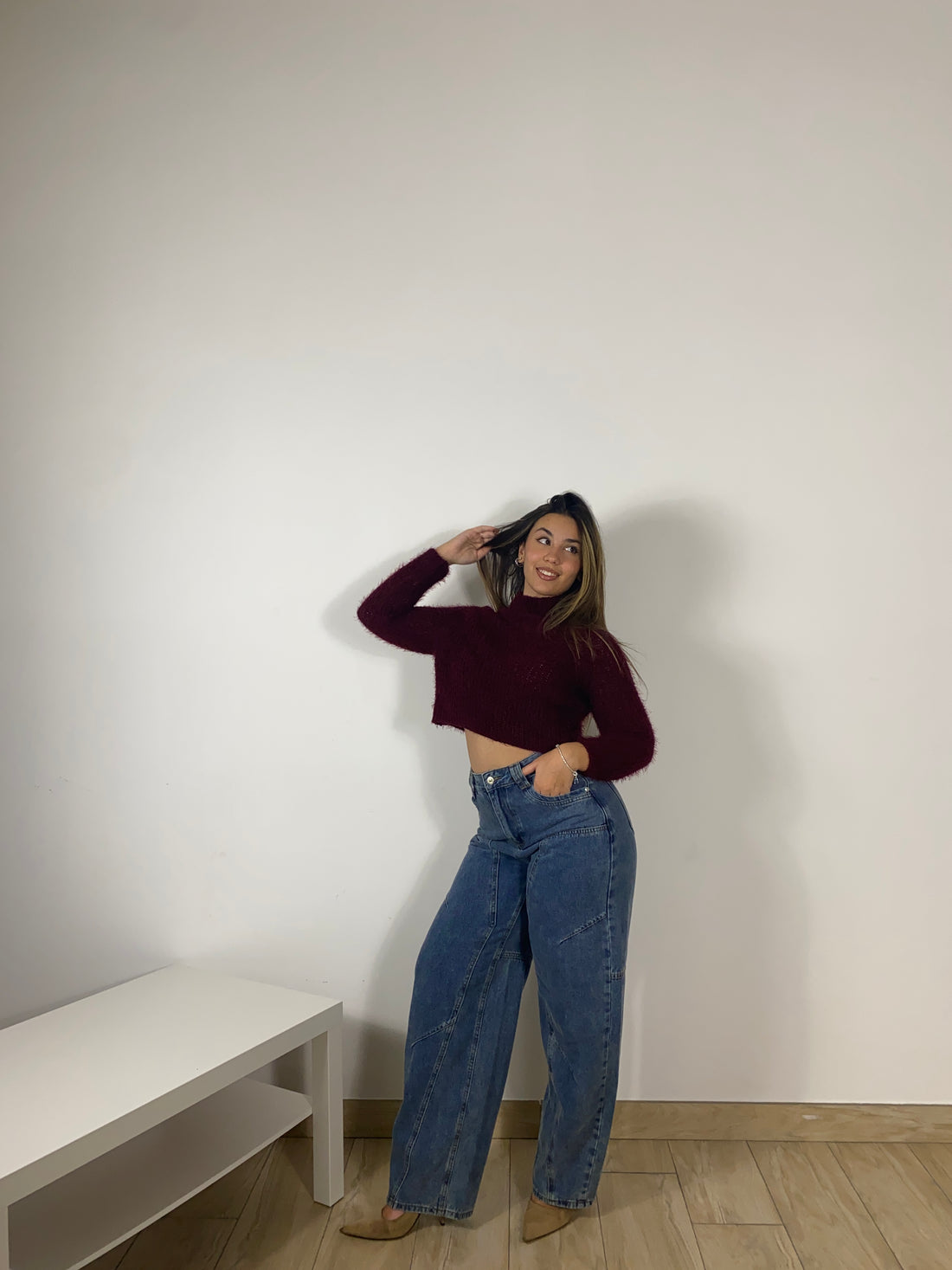 Maglioncino Peluche Bordeaux