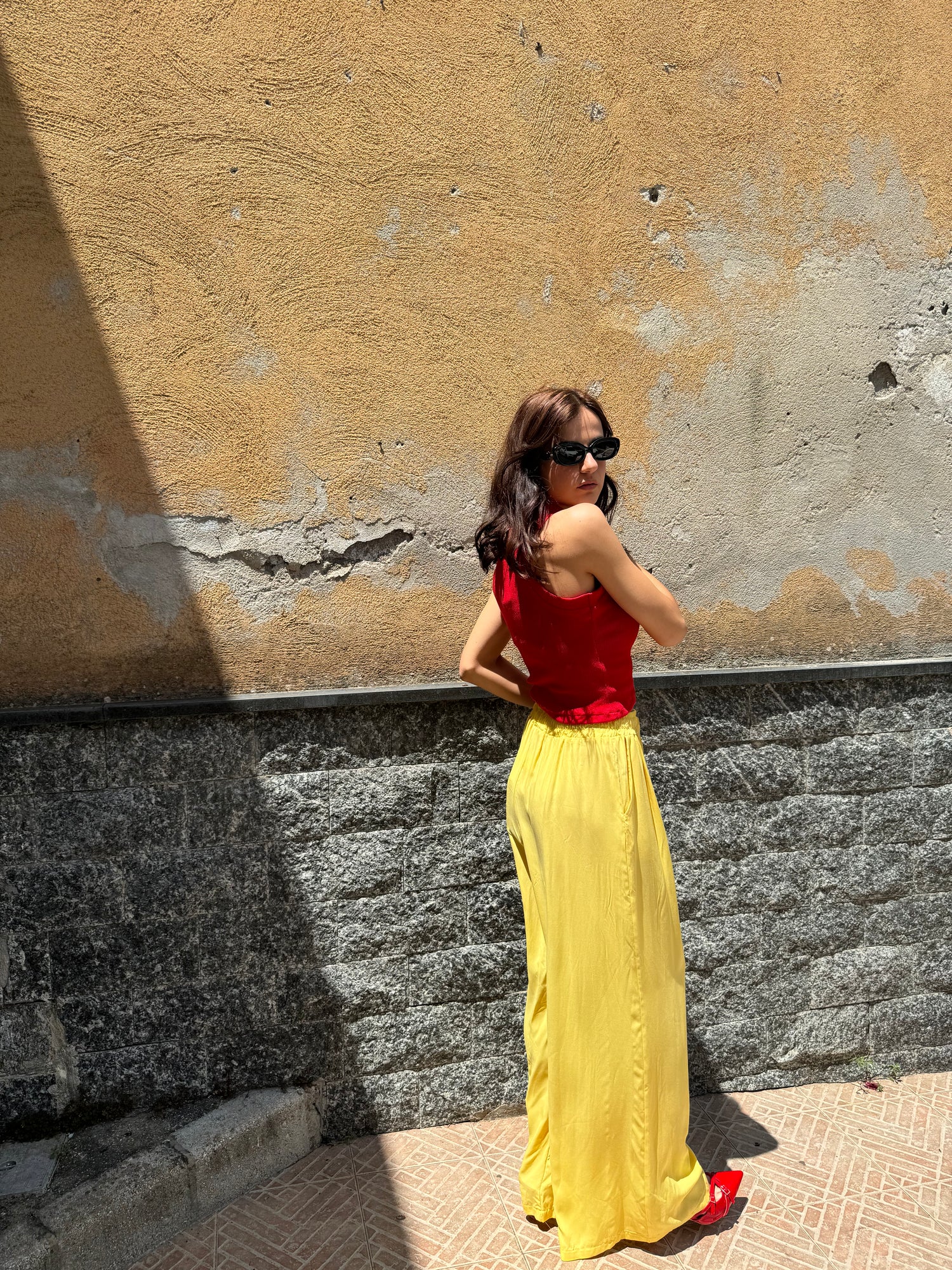 Pantalone cotone giallo