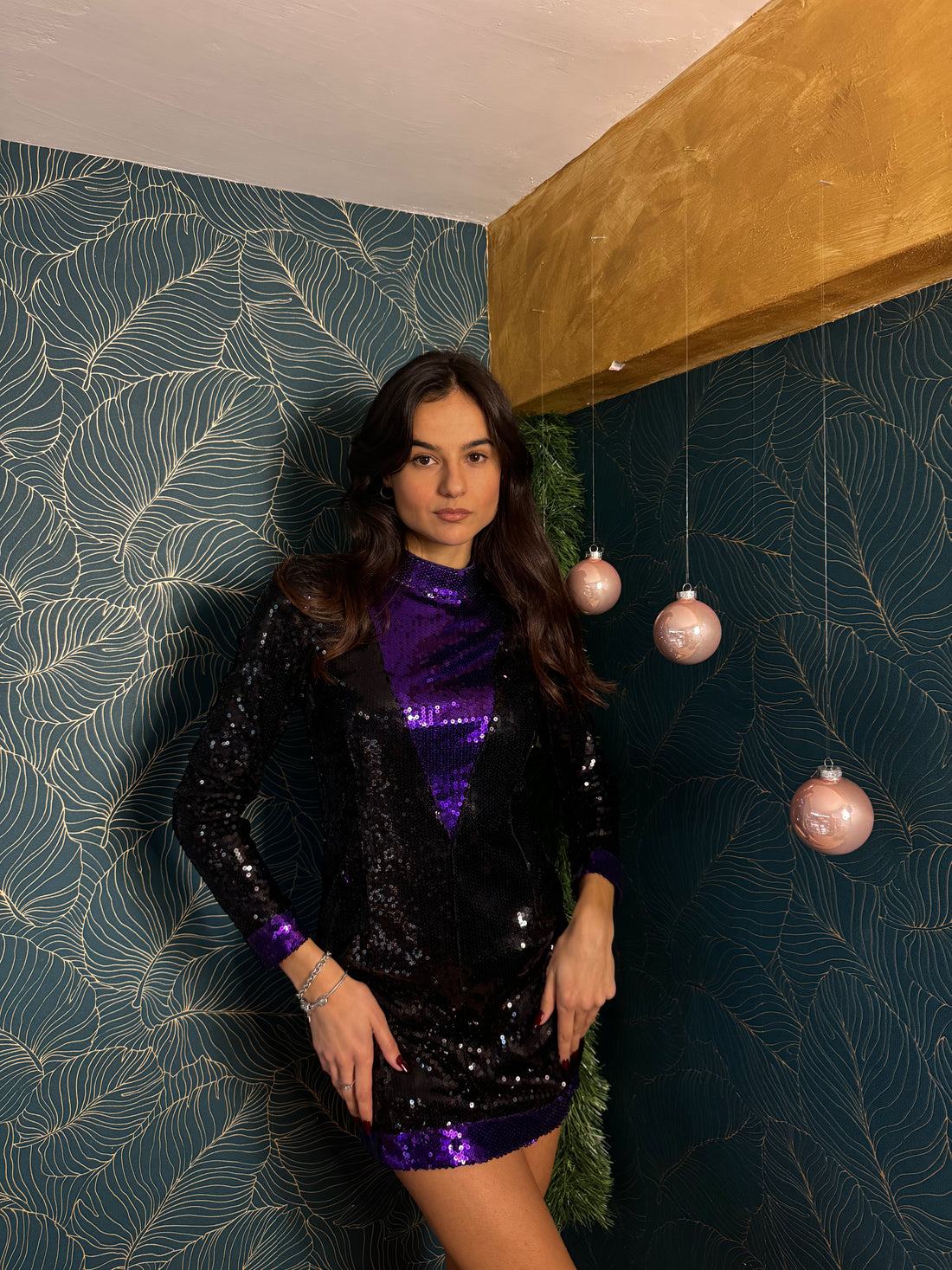 Vestito paillettes viola - Wonderstyle