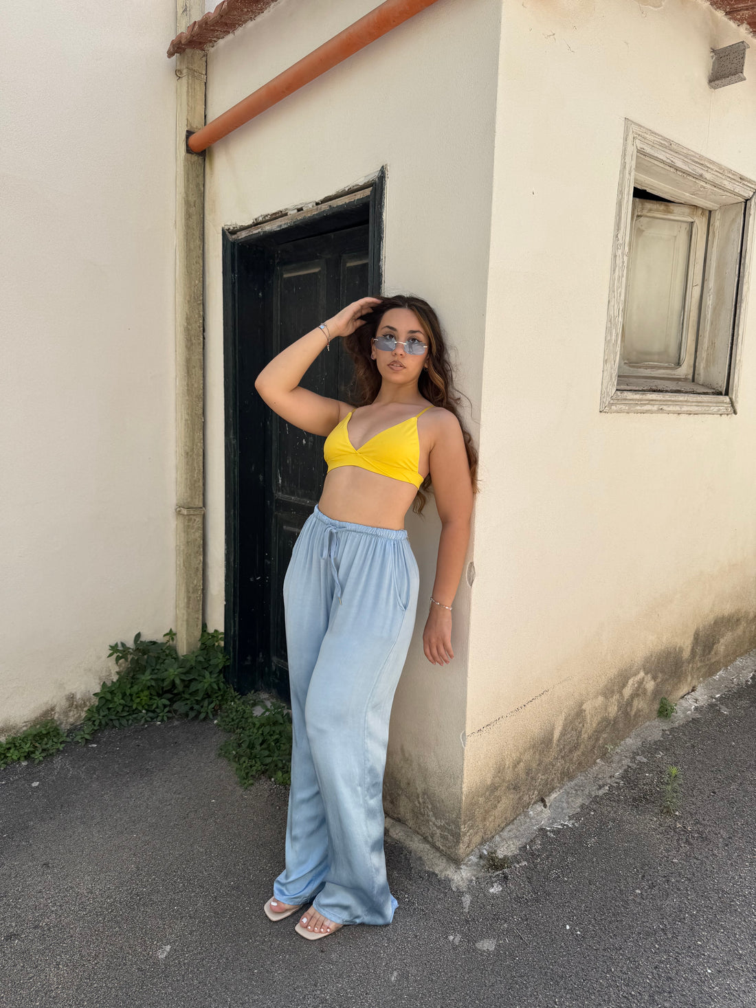 Pantalone satin celeste - Wonderstyle