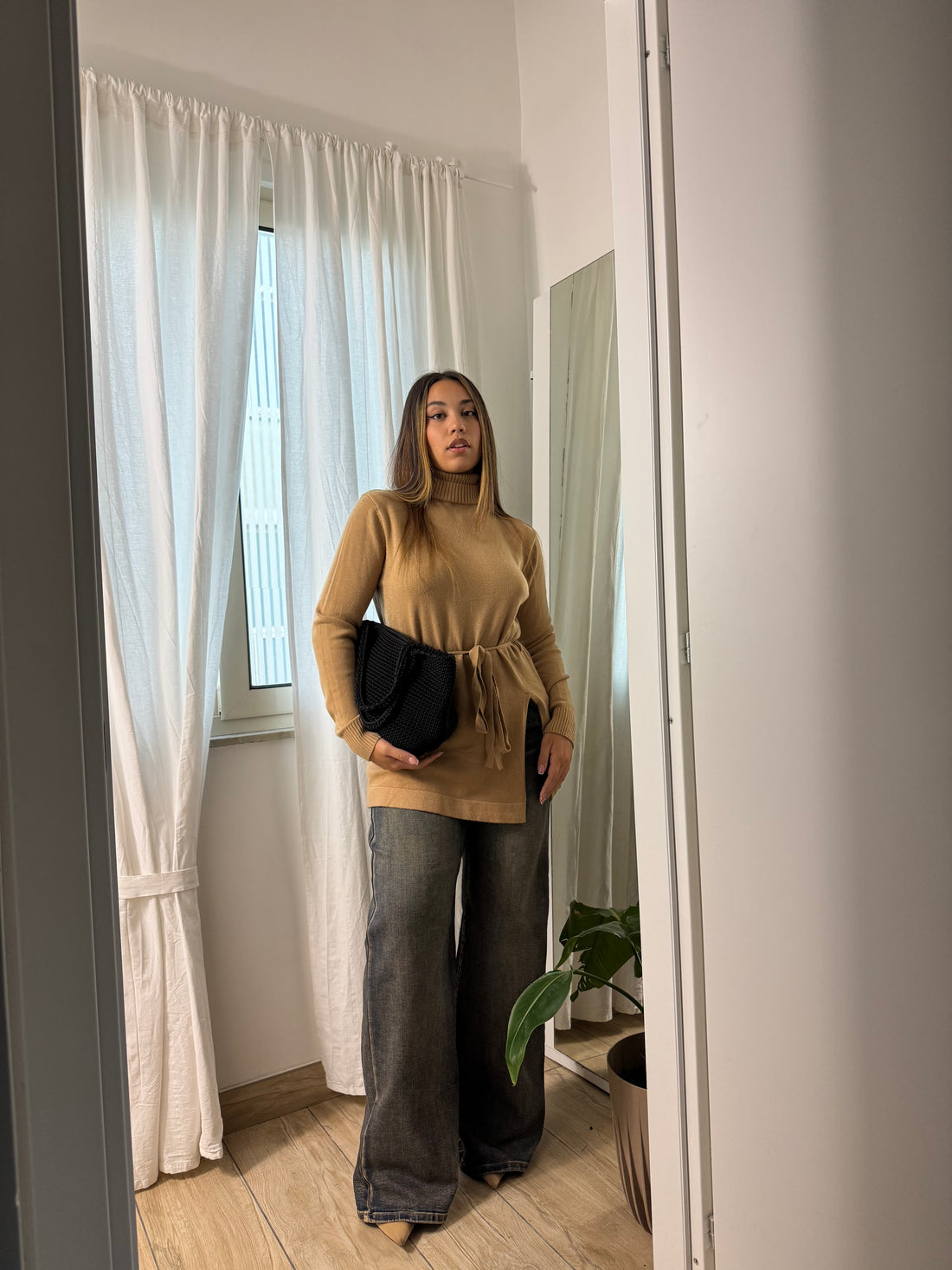 Maglione Flake cammello - Wonderstyle