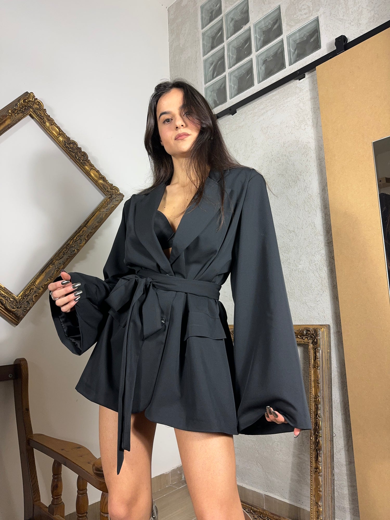 Giacca kimono nera