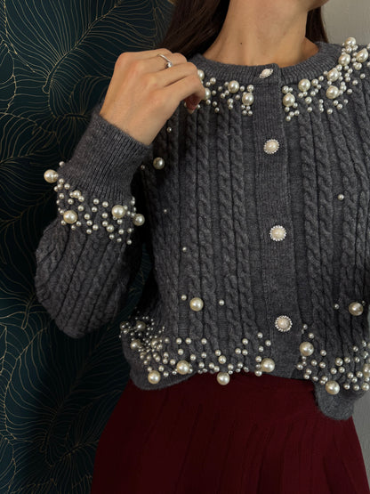 Cardigan pearl grigio