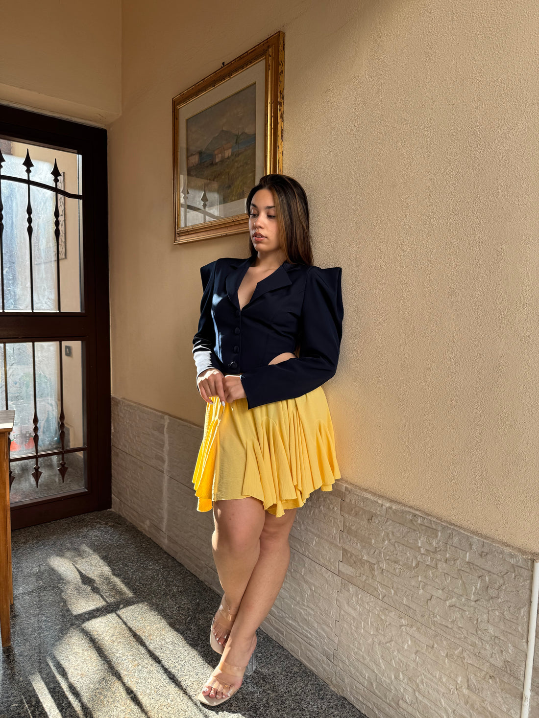 Giacca crop blu
