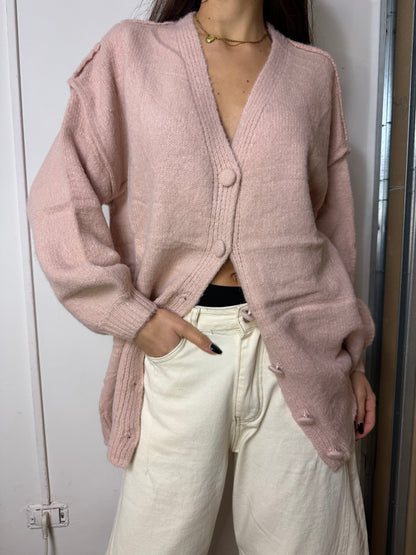 Cardigan lungo rosa