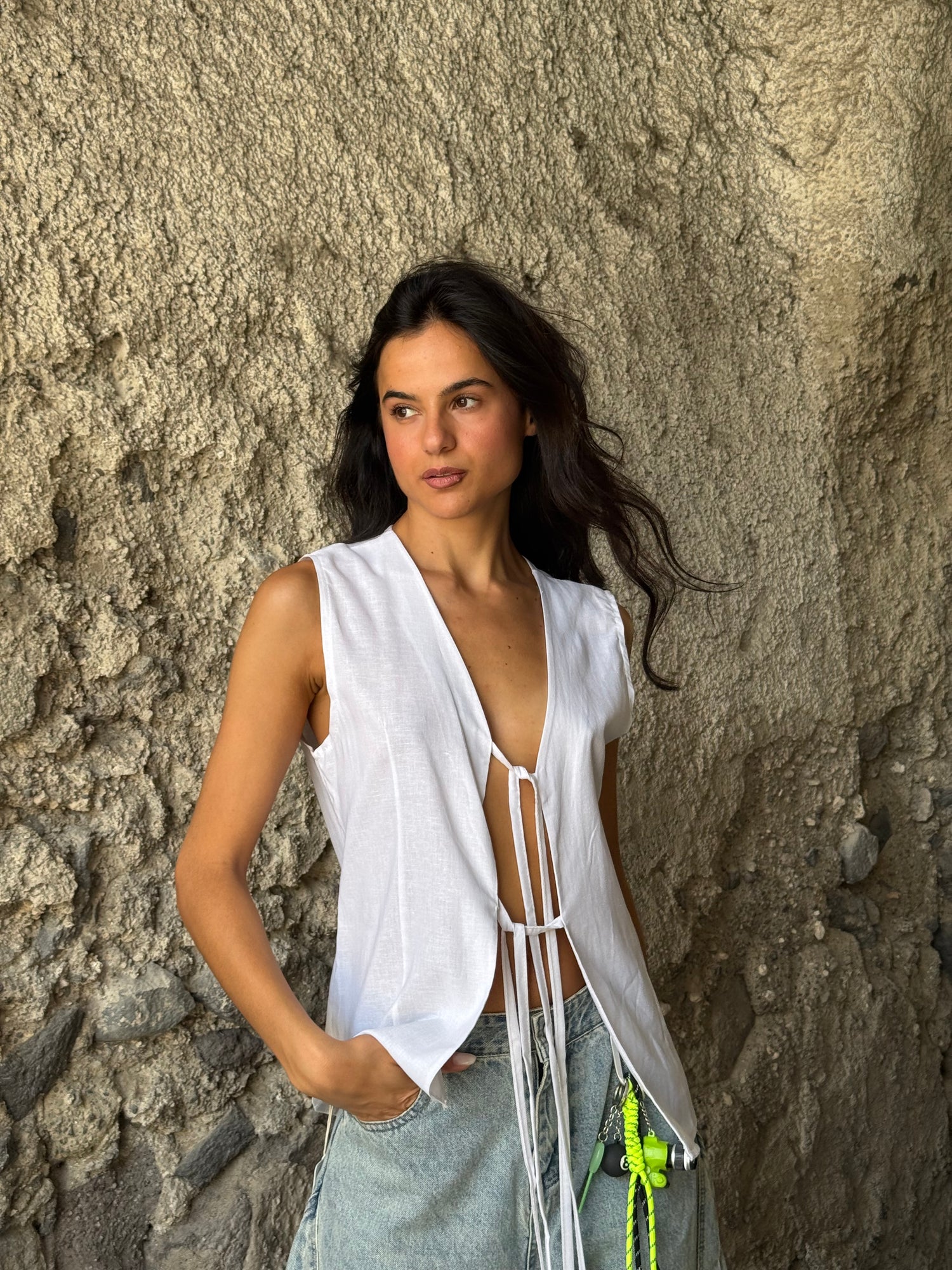 Gilet oversize Lino bianco