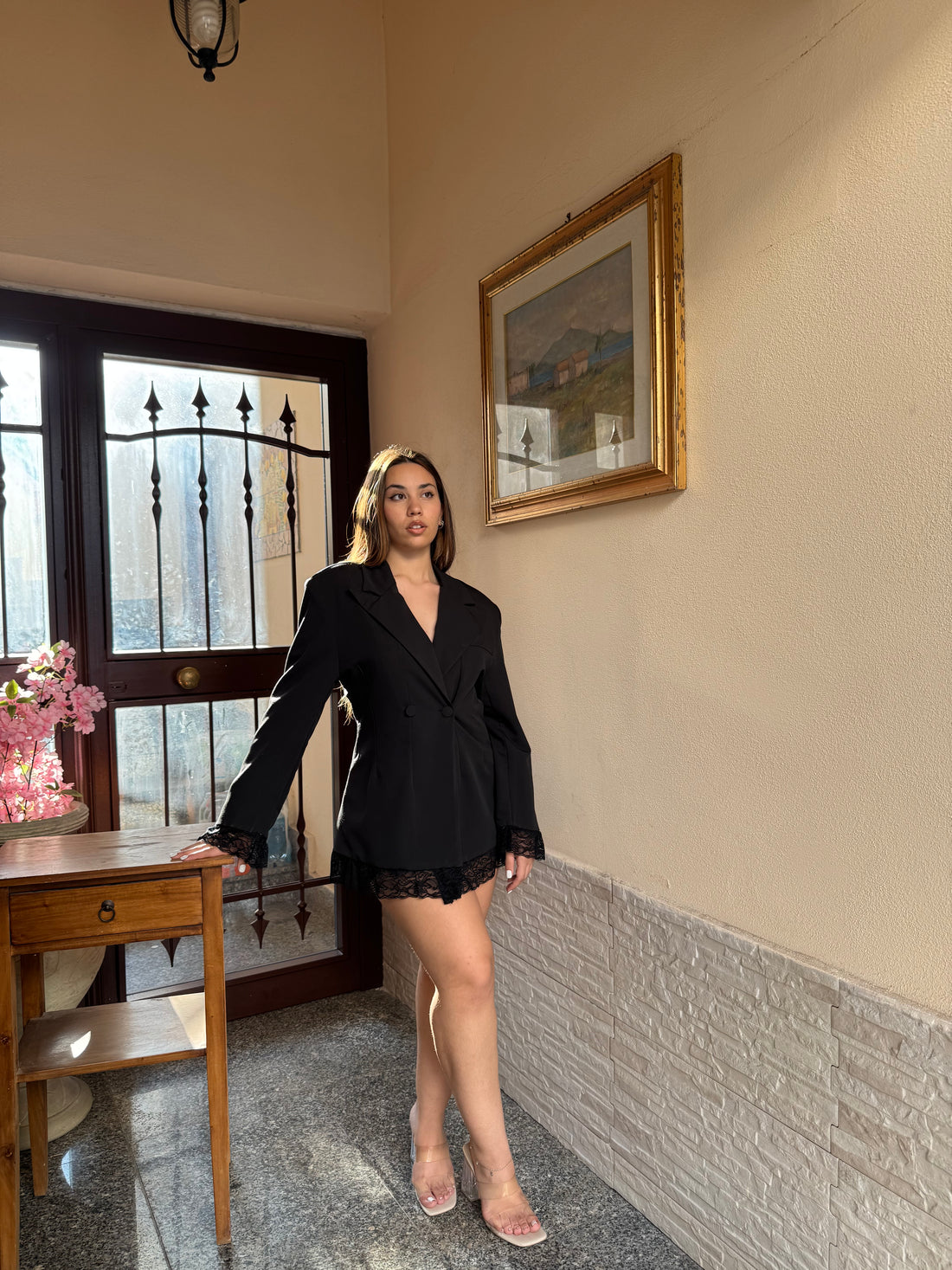 Giacca vestito lace nera