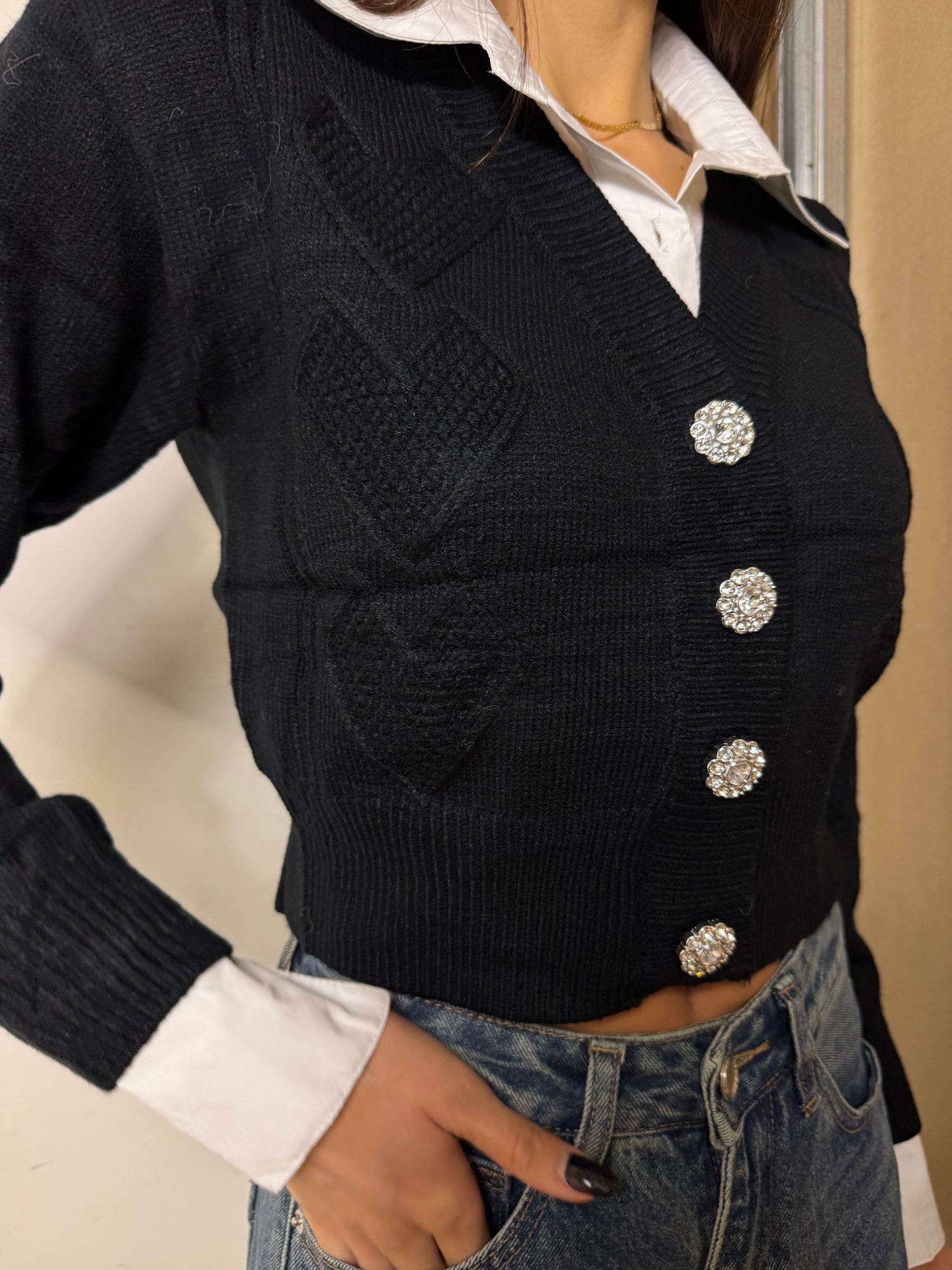 Cardigan crop camicia