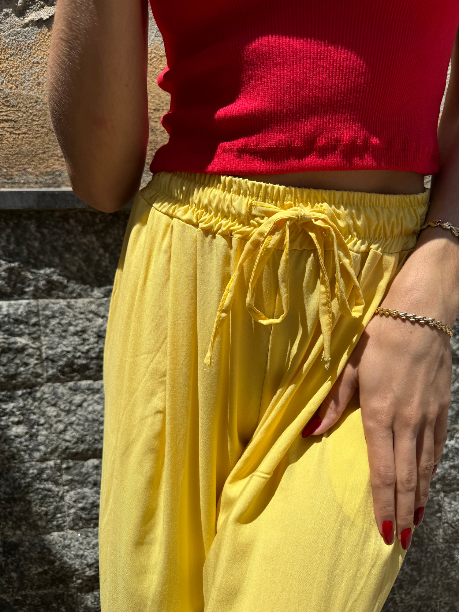 Pantalone cotone giallo