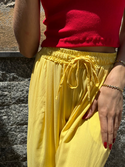 Pantalone cotone giallo