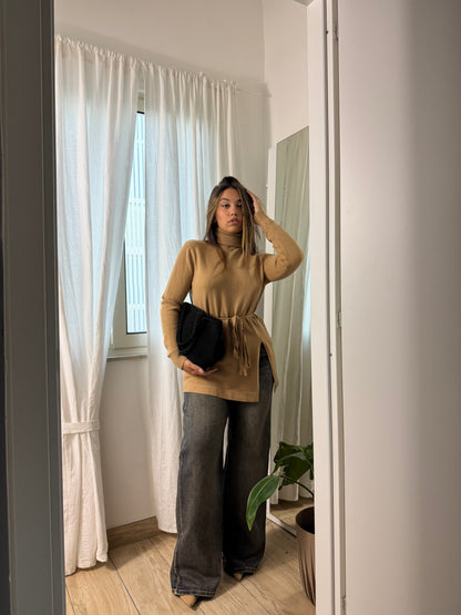 Maglione Flake cammello - Wonderstyle