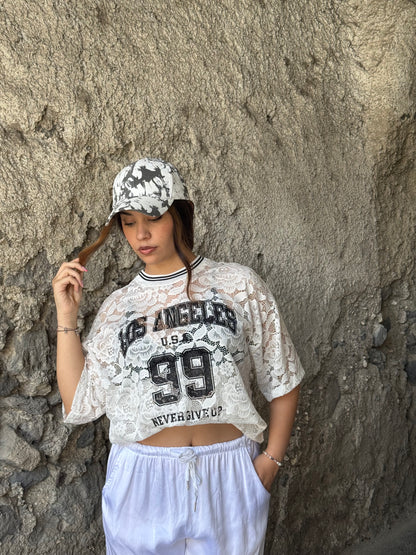 T-shirt camicia lace bianca