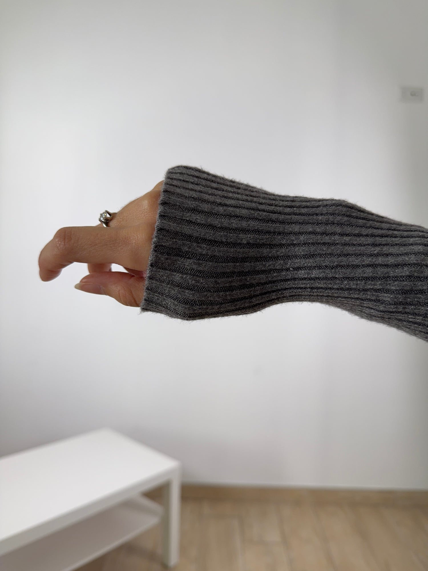 Cardigan Crop Zip Grigio