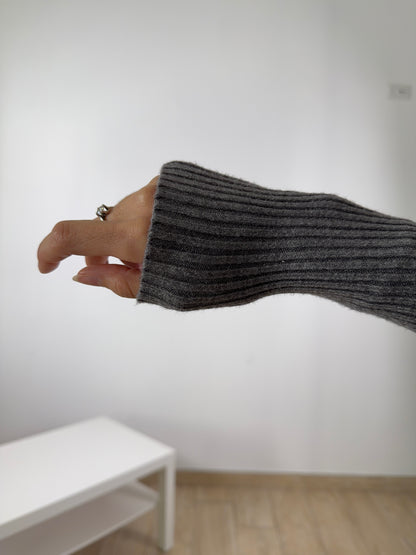 Cardigan Crop Zip Grigio