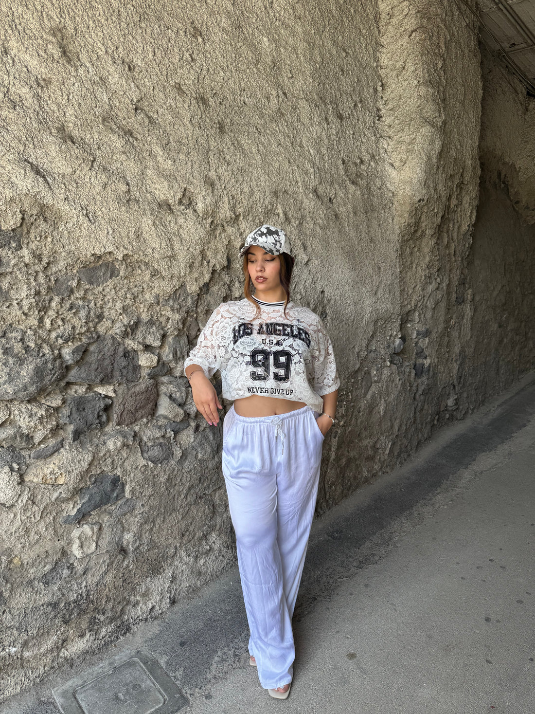 T-shirt camicia lace bianca - Wonderstyle