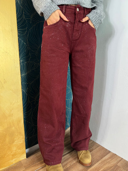 Jeans bordeaux shine