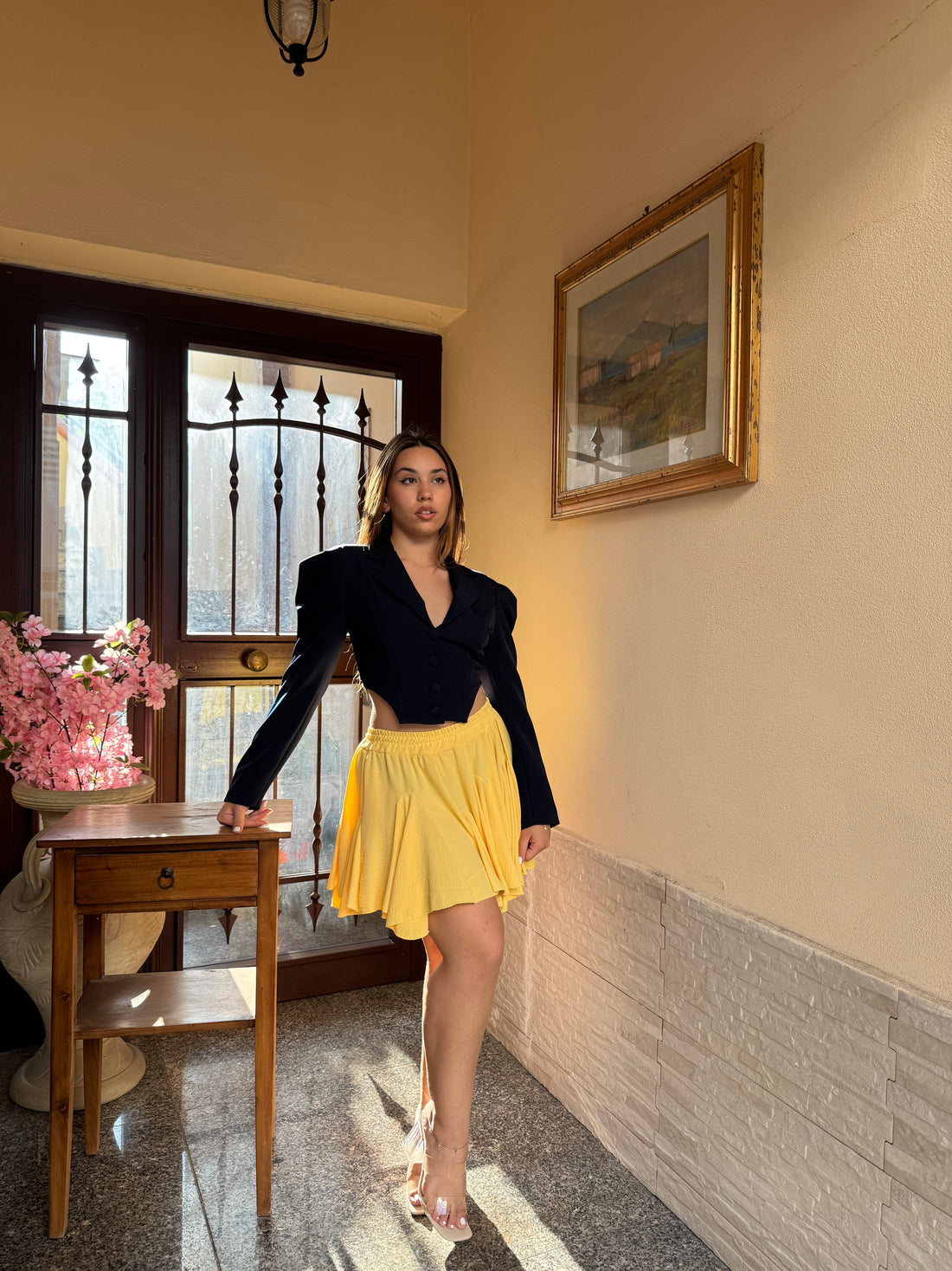 Giacca crop blu