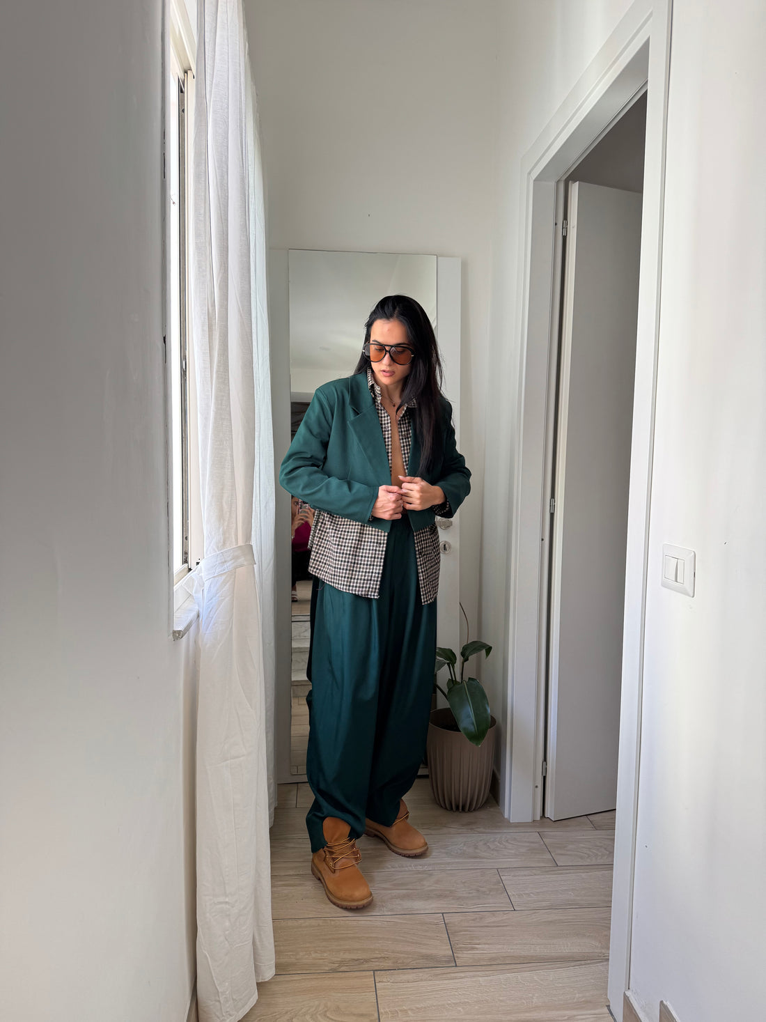 Tailleur cropped verde