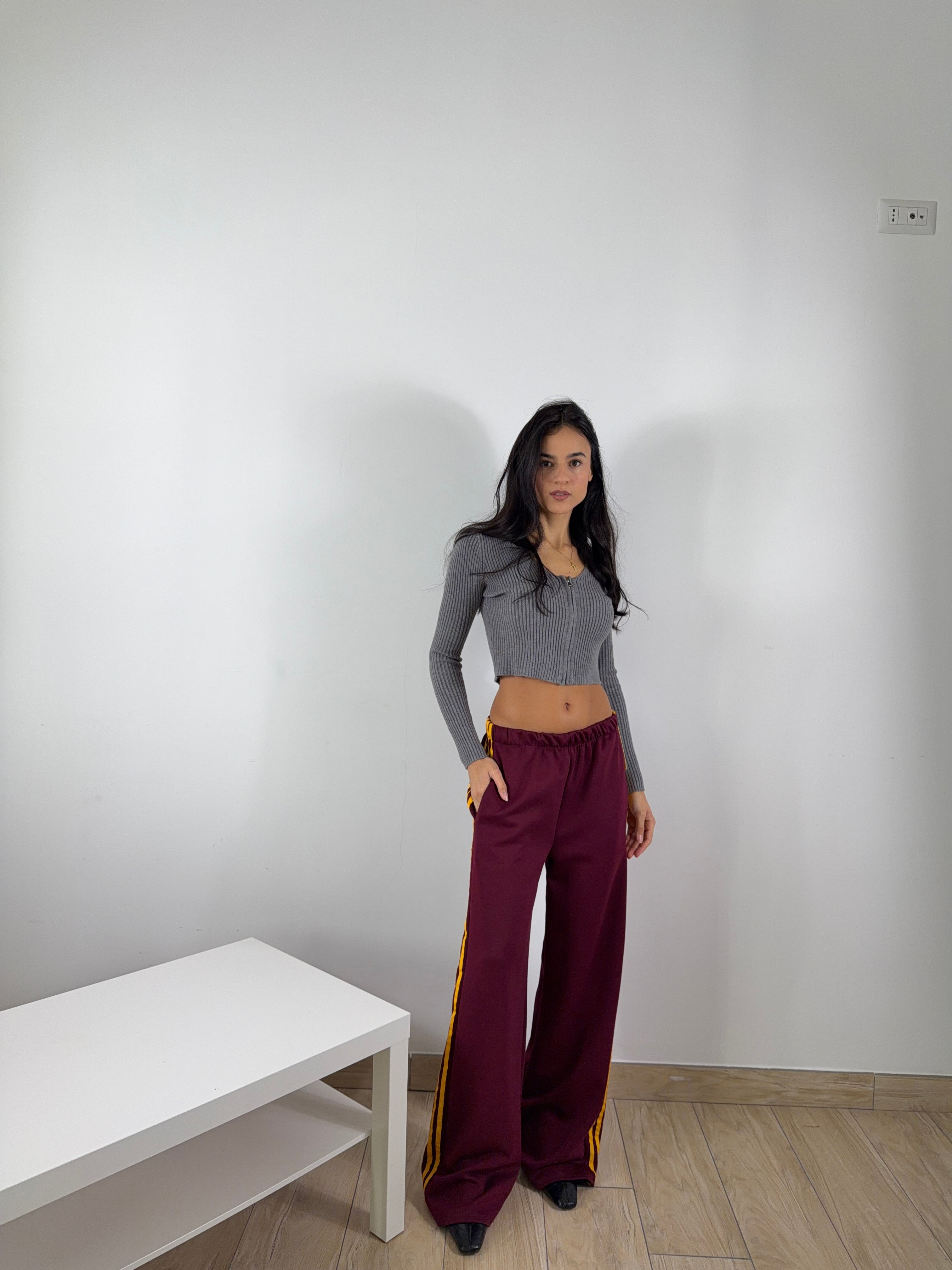 Cardigan Crop Zip Grigio