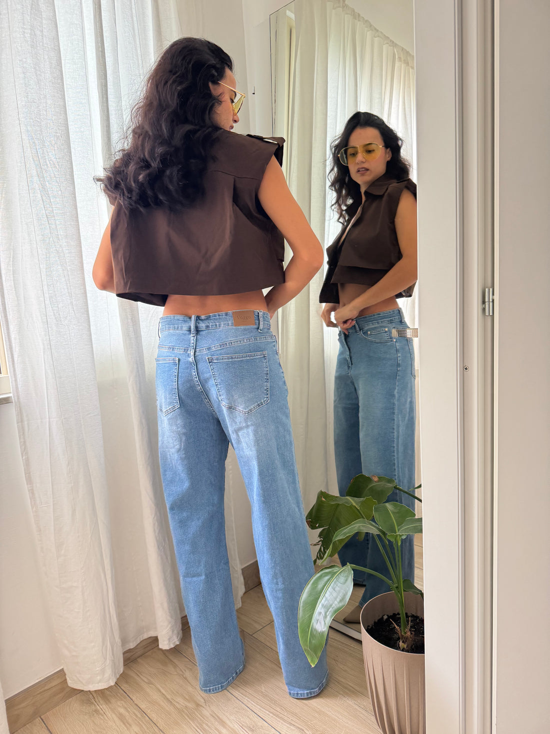 Jeans wide leg chiaro
