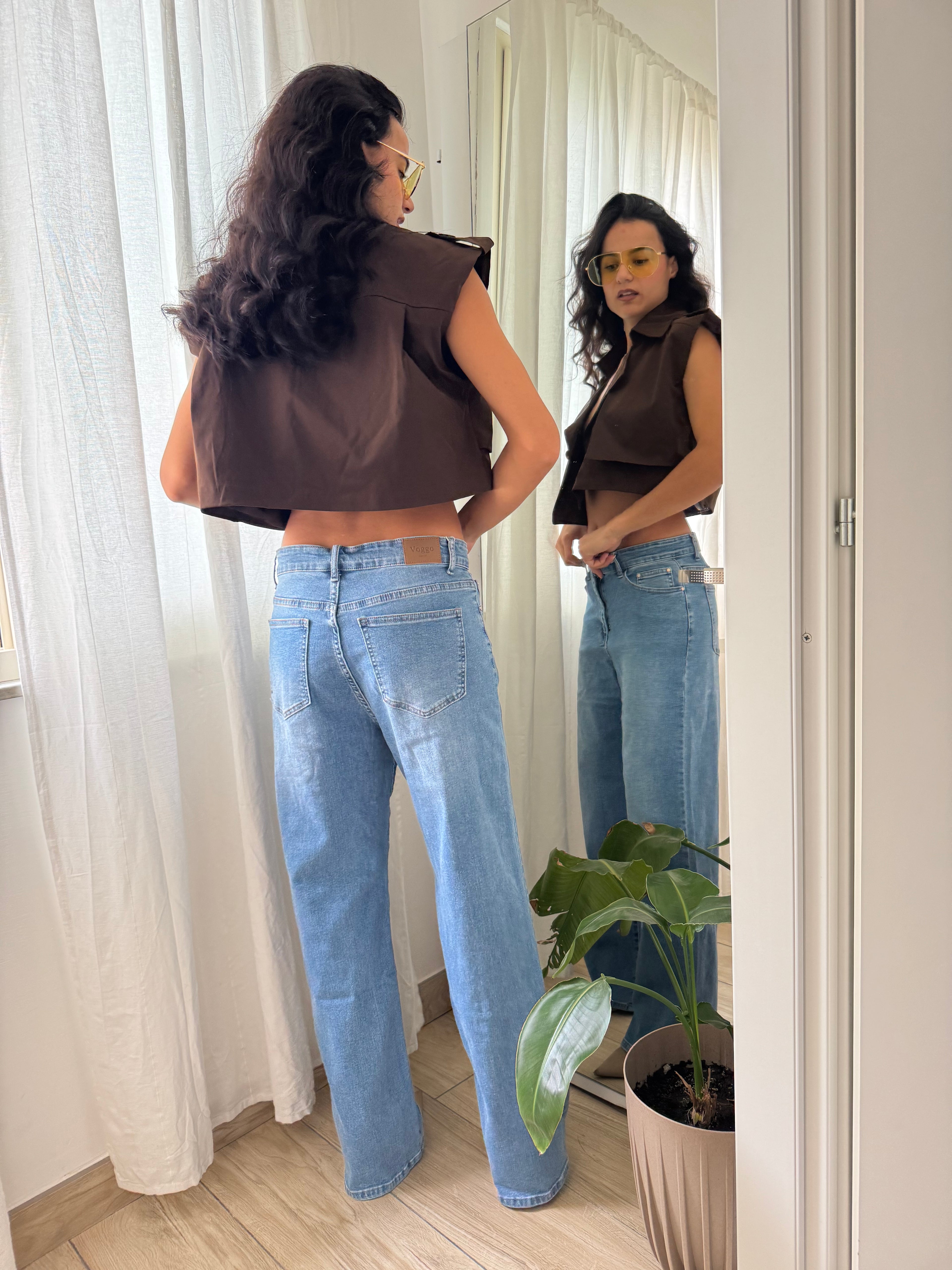 Jeans wide leg chiaro