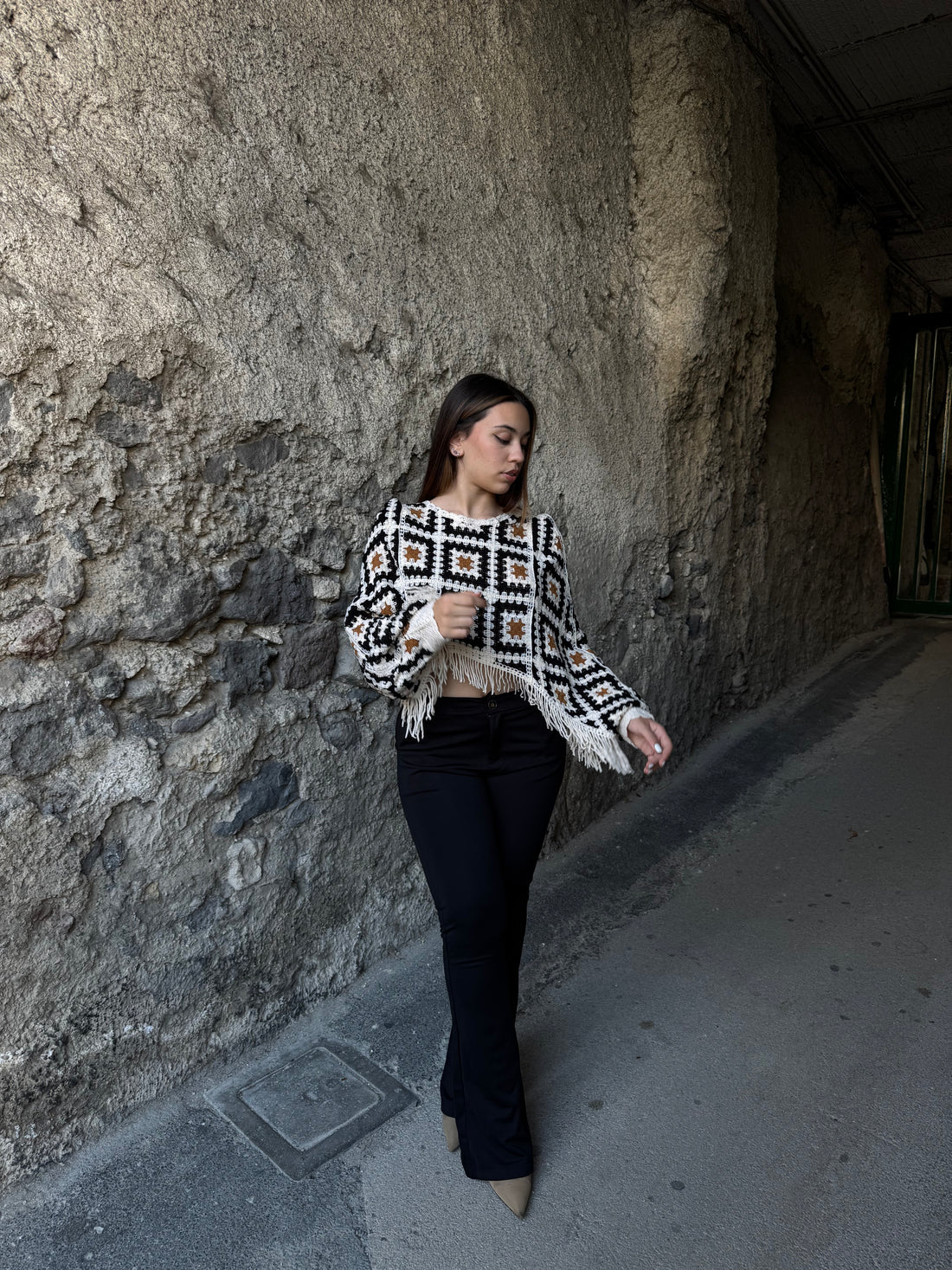 Pantalone a zampa nero - Wonderstyle