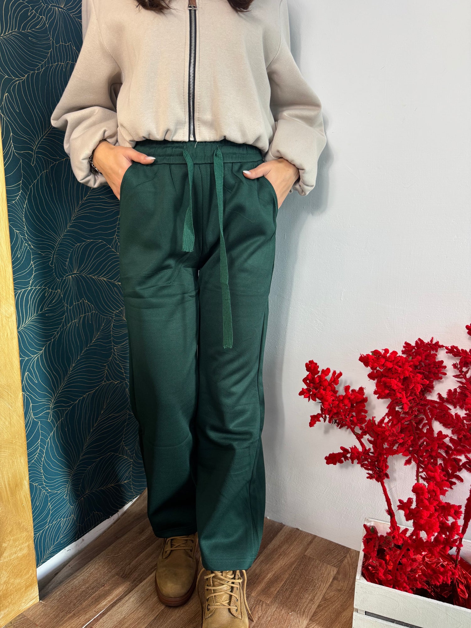 Pantalone felpato verde