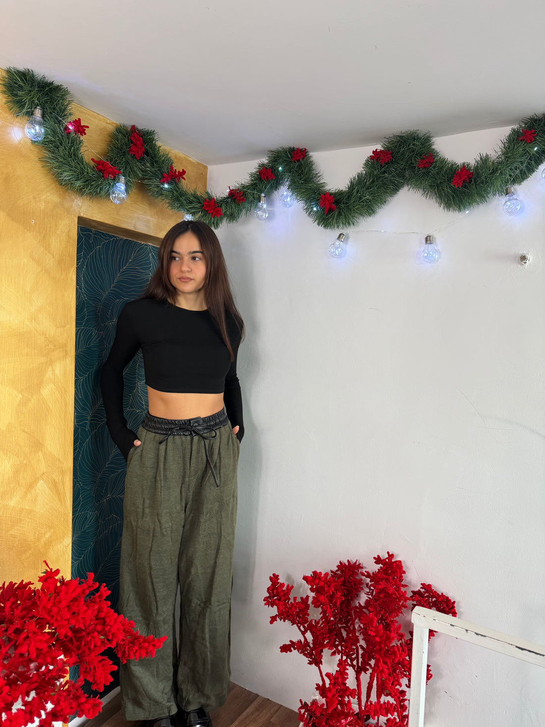 Pantalone lana fascia verde - Wonderstyle