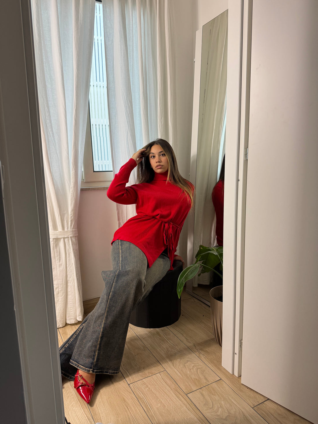 Maglione Flake rosso - Wonderstyle